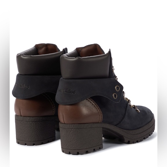 NWOT SEE BY CHLOÉ Eileen leather Lace-Up Shearling-Lined Hiking Boots Size 10.5 - Picture 5 of 15